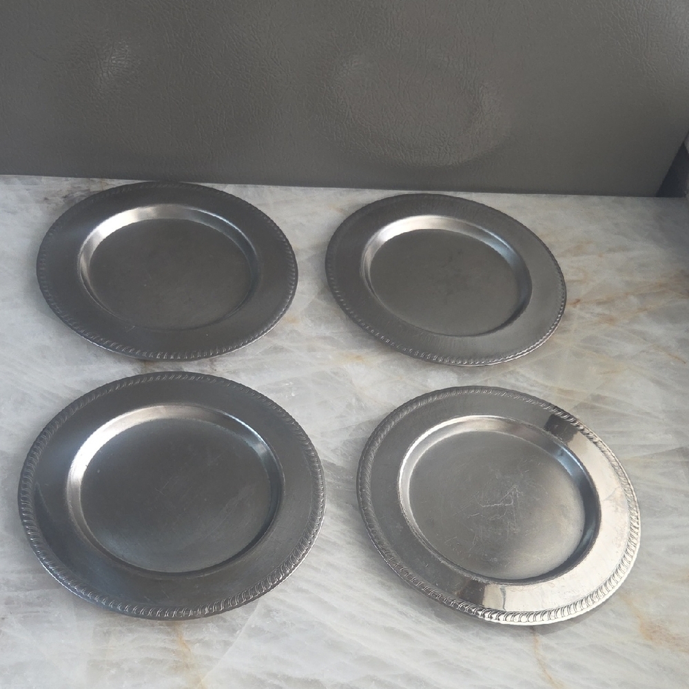 Set of 4 Stainless Steel  7 1/4 " 'Legion Utensils' Plates